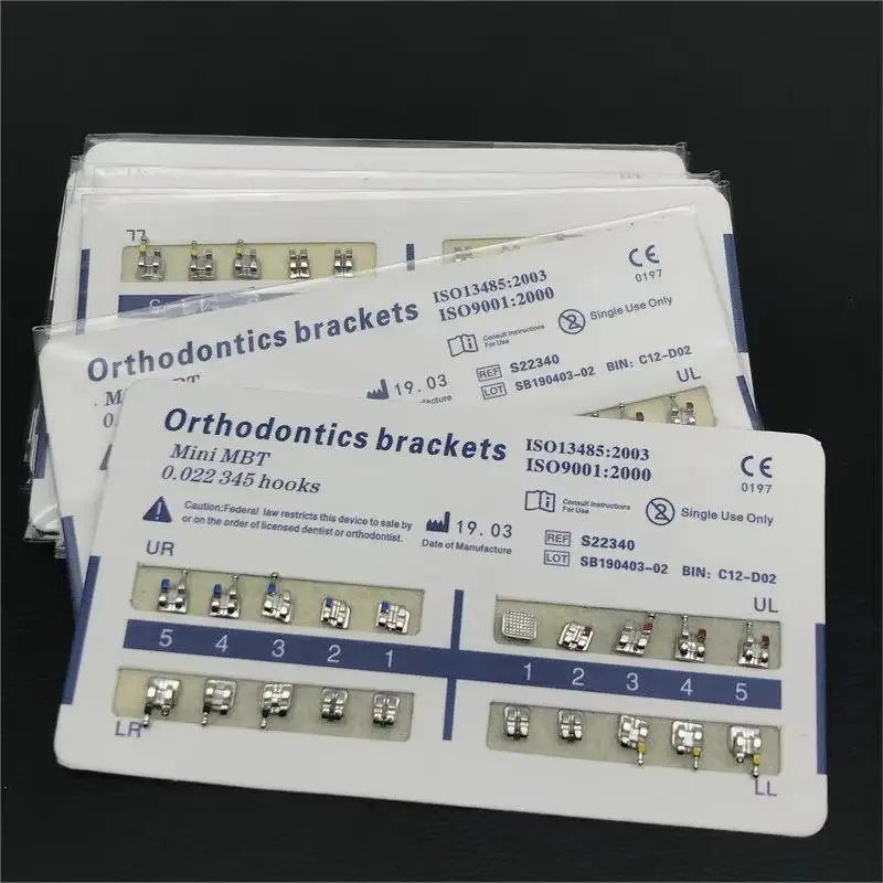10 パック歯科矯正金属ブレースブラケットミニ Roth/MBT/エッジワイズ 022 スロット歯科医ブラケット歯科金属ブラケット