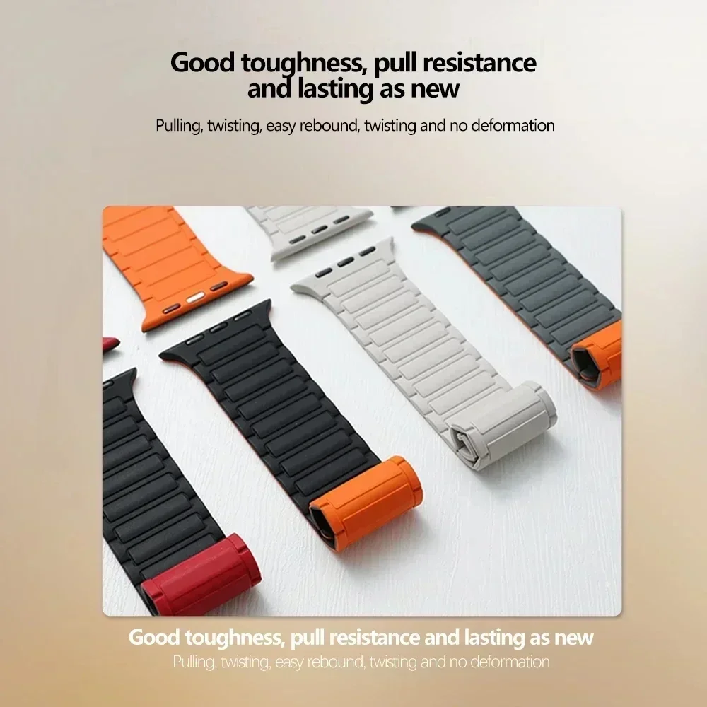 Bucle magnético para correas de Apple Watch 44mm 40mm 49mm 45mm 41mm 38mm pulsera de silicona iWatch Series 9 8 7 6 5 4 3 Se ultra 2