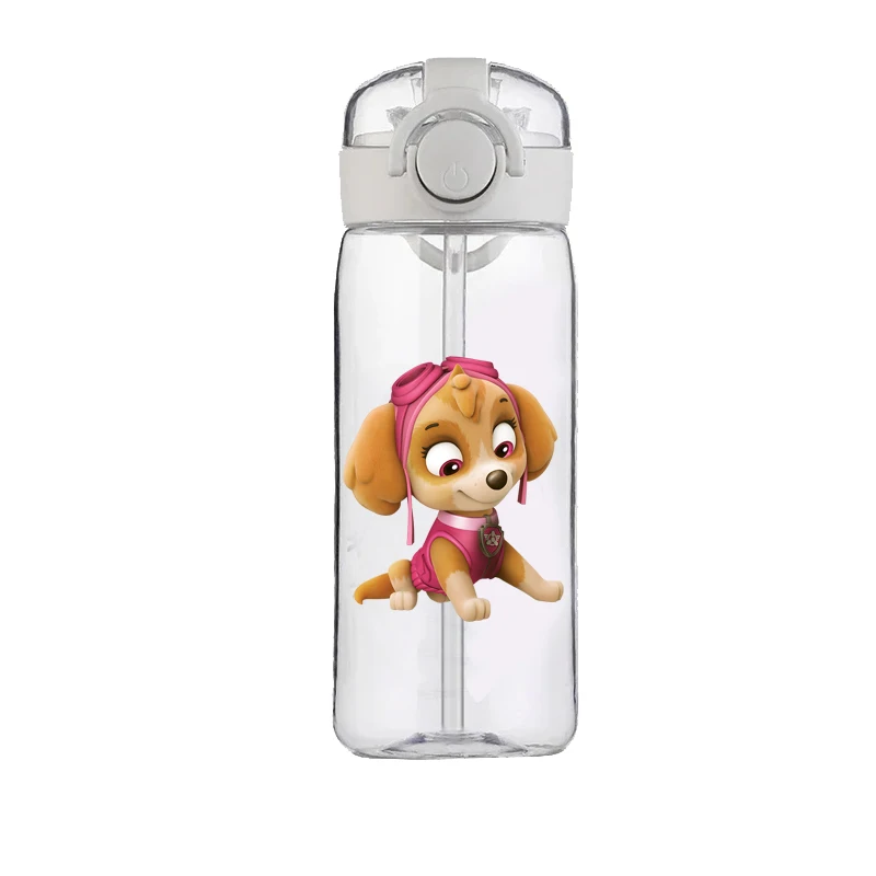 PAW Patrol Chase Cup-botella de agua transparente de alta calidad para deportes al aire libre, botella de agua escolar de plástico a prueba de fugas para niños, 400ML