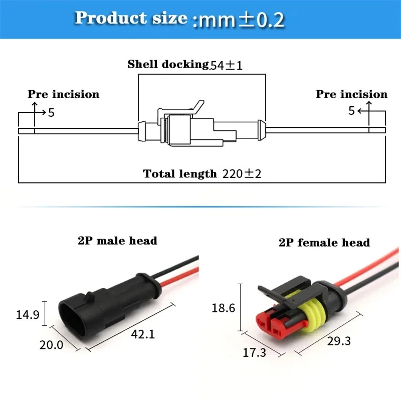2 ขาเชื่อมต่อกันน้ํา Connector ชายและหญิง 20AWG ลวดเหมาะสําหรับรถบรรทุกเรืออื่นๆการเชื่อมต่อสายไฟ 5 คู่