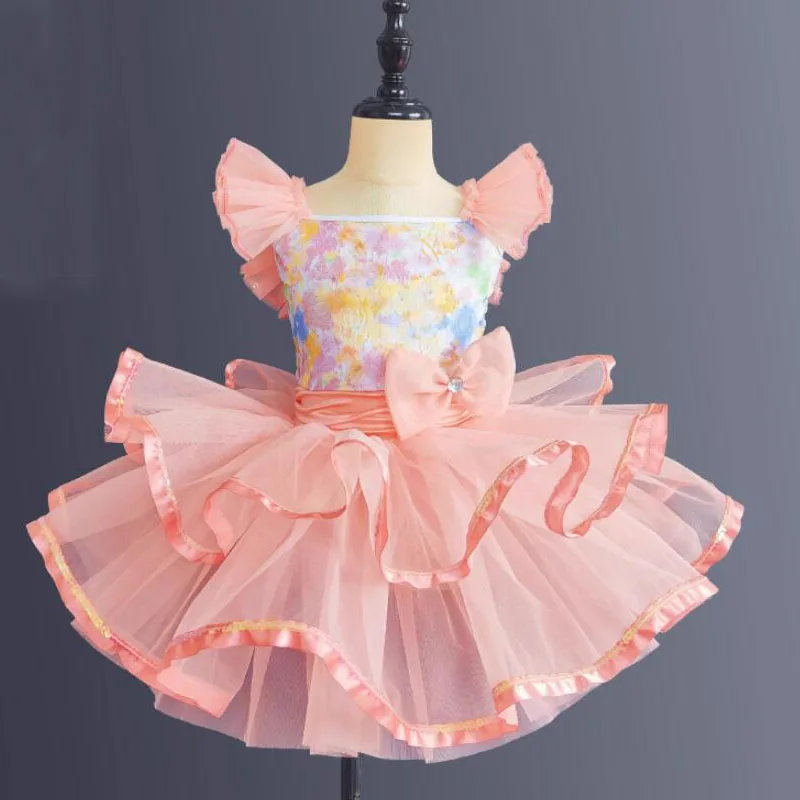 เด็กวัยหัดเดินSequinedสีขาวบัลเล่ต์Tutuชุดสาวชุดเต้นรําแจ๊สเด็กBallerinas Tutuชุดเด็กเสื้อผ้าเต้นรําบอลรูม