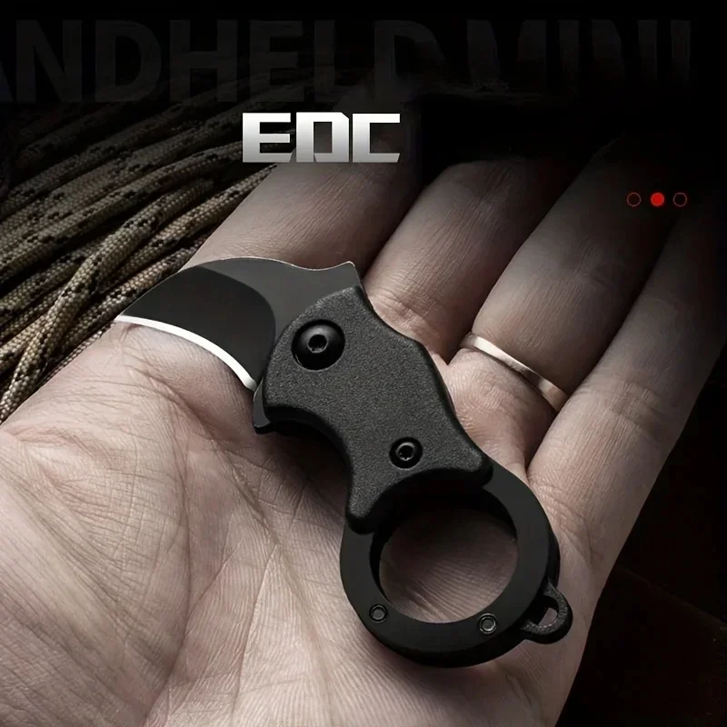 Nuevo llavero de bolsillo de acero inoxidable para acampar, pequeño Mini cuchillo portátil, pelador, hoja fija, herramienta EDC múltiple con cadena
