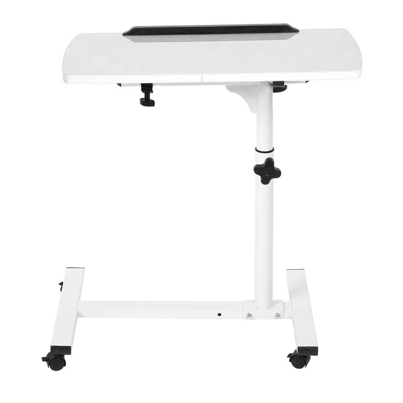 Bureau multifonctionnel pour ordinateur portable avec roulettes, blanc, collation de nettoyage, lit, canapé