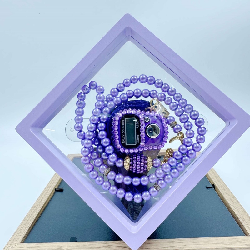 Pulseira de contas de oração muçulmana e conjunto de contador de dedo cor 99 pulseiras de imitação de pérola anel de contador de dedo reajustável