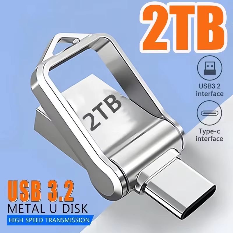 Флэш-накопитель USB 3.2, 2 ТБ, высокоскоростной интерфейс Type-C, флэш-память двойного назначения, 512 ГБ, 1 ТБ, для телефона, Windows 11, компьютера