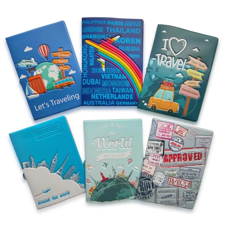 Moda em relevo capa de passaporte feminino impressão meninas meninos id titular do cartão de viagem bilhete passaporte caso transporte da gota