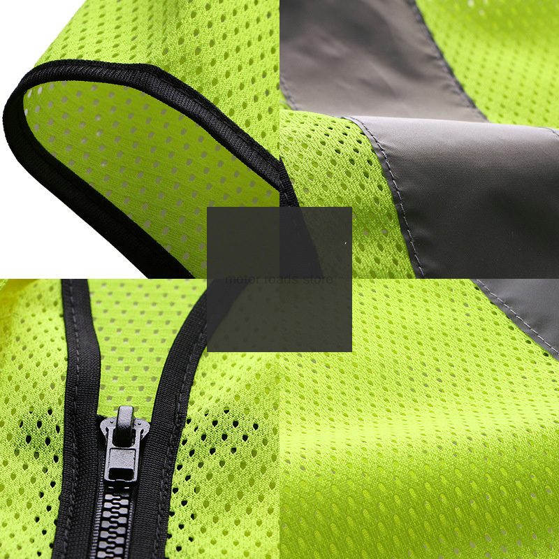 Mesh Safety Vest for Men Reflective Vest Motorcycle Multi Pockets Construction Vest Orange Black Safety Vest