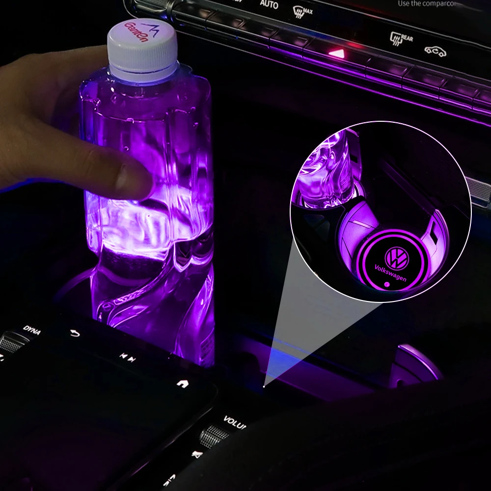 Posavasos luminosos para coche, soporte para taza de agua, estilo automático para VW GTI Jetta Golf Beetle CC EOS R32 MK4 golf 4 motion MTM, 2 unidades por juego