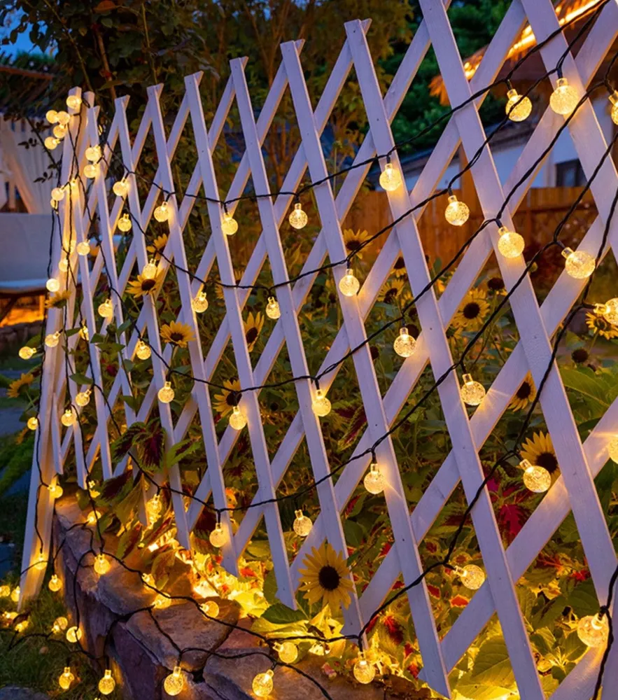 Solar Bubble Balls Lamp String Lights Outdoor Water Drops Outdoor Waterproof Orb Christmas Lights Patio Holiday Party