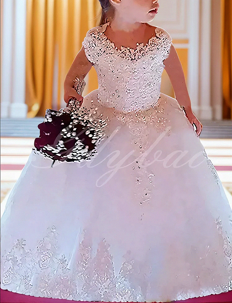Lange Ärmel Prinzessin eine Linie Blumen mädchen Kleider für Hochzeit Pailletten Perlen Geburtstag Festzug Kleider Kinder Erstkommunion Kleid