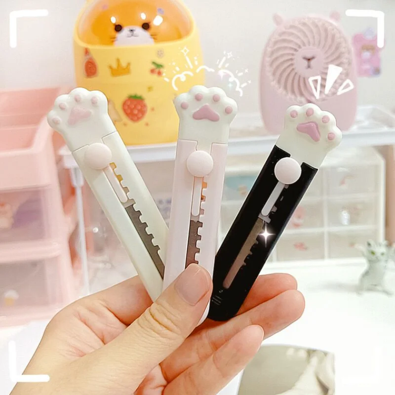 Nette Rosa Tasche Messer Katze Pfote Led-licht-kristall-lautsprecher Mini-portalble Utility Messer Cutter Brief Umschlag Opener Mail Messer Schule Büro Liefert