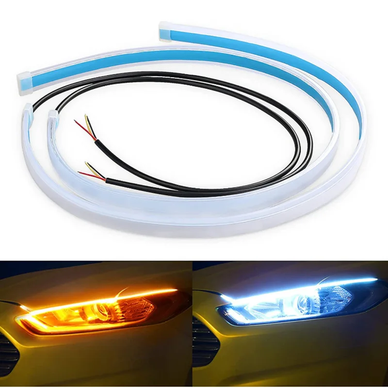 2 STKS DRL Auto Flexibele LED-dagrijverlichting Richtingaanwijzer Lamp Koplamp Waterdicht 30 cm 45 cm 60 cm Wit Rood Geel Blauw