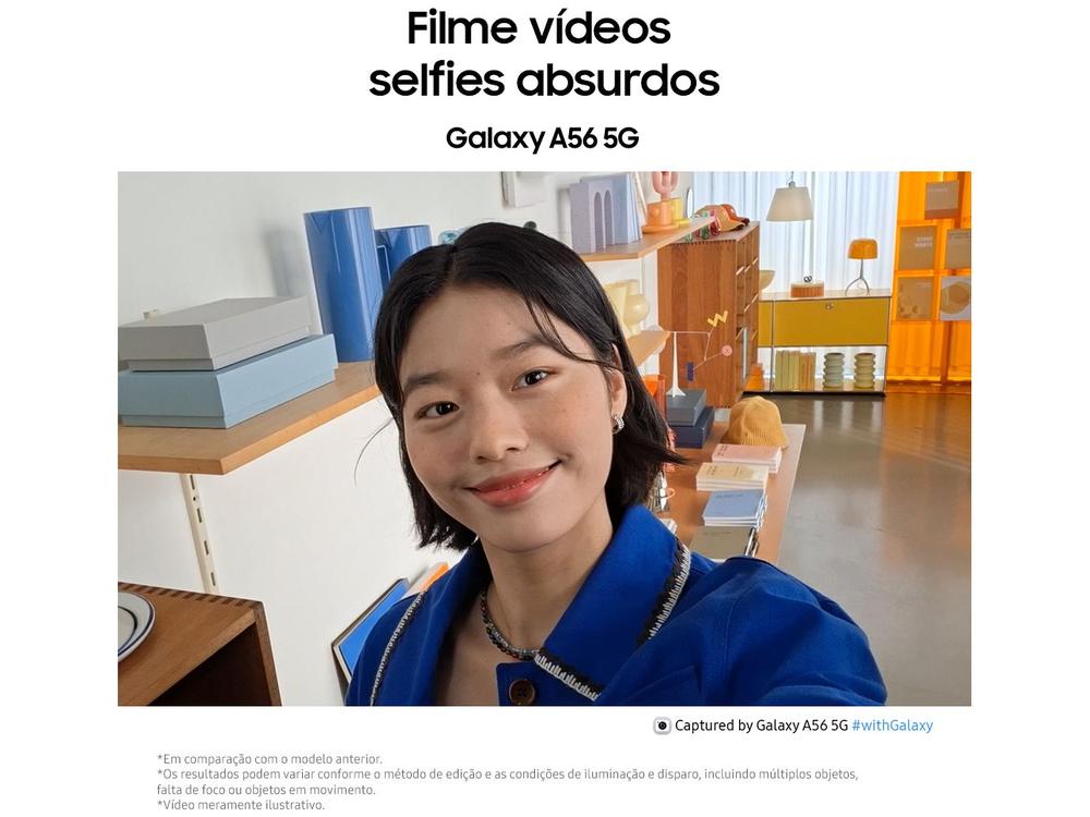 Smartphone Samsung Galaxy A56 128GB 5G 8GB RAM Cinza 6,7" Câm. Tripla 12MP