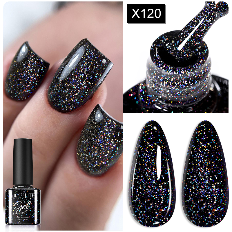 LILYCUTE, 7ML, brillo rojo, esmalte de uñas en Gel colorido brillante, todo para manicura, Base, capa superior, barniz en Gel para decoración de uñas