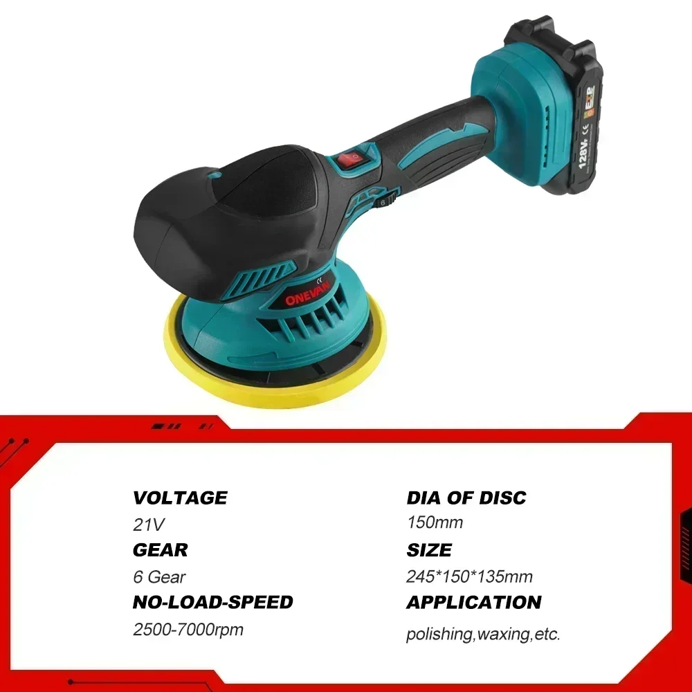 ONEVAN Cordless 21V Lucidatrice per auto Lucidatrice elettrica Automobile Auto Lucidatura Sigillatura Smalto Macchina adatta per 21V 18v Batteria Spille