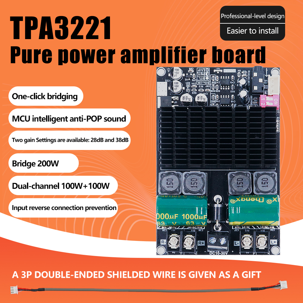 TPA3221 ZK-2001 200 W Mono/100 W + 100 W Zweikanal-Digital-Leistungsverstärkerplatine MCU Anti-Pop-einstellbare Verstärkung 10-30 V