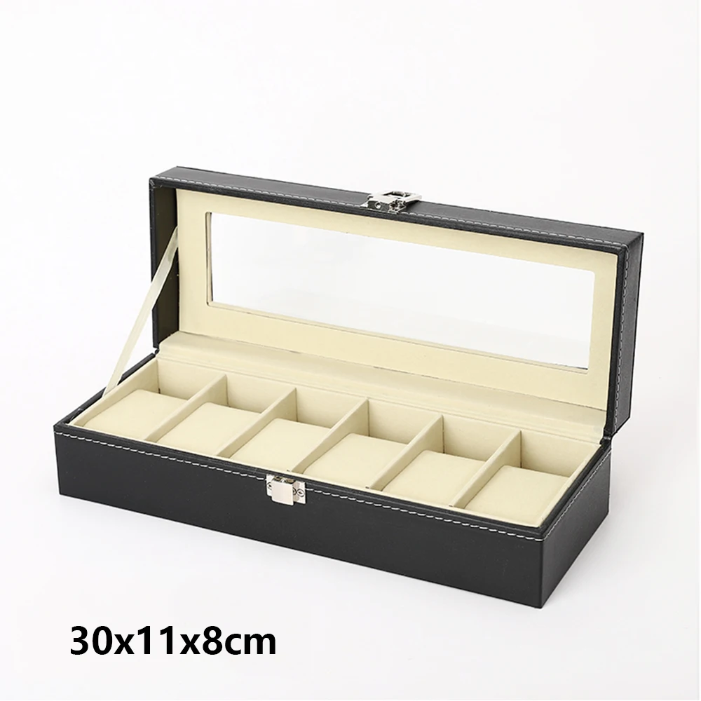 3/6/12 Slot Männer Uhr Vitrine PU Leder Uhr Organizer Box Schwarz Uhr Halterung Display Box Urlaub geschenk ﻿