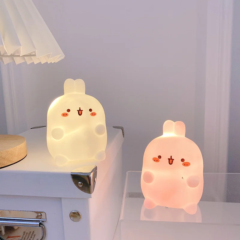 Coelho luz da noite quarto led pequena luz de mesa não plug no suporte chão atmosfera criativa luz da noite decoração