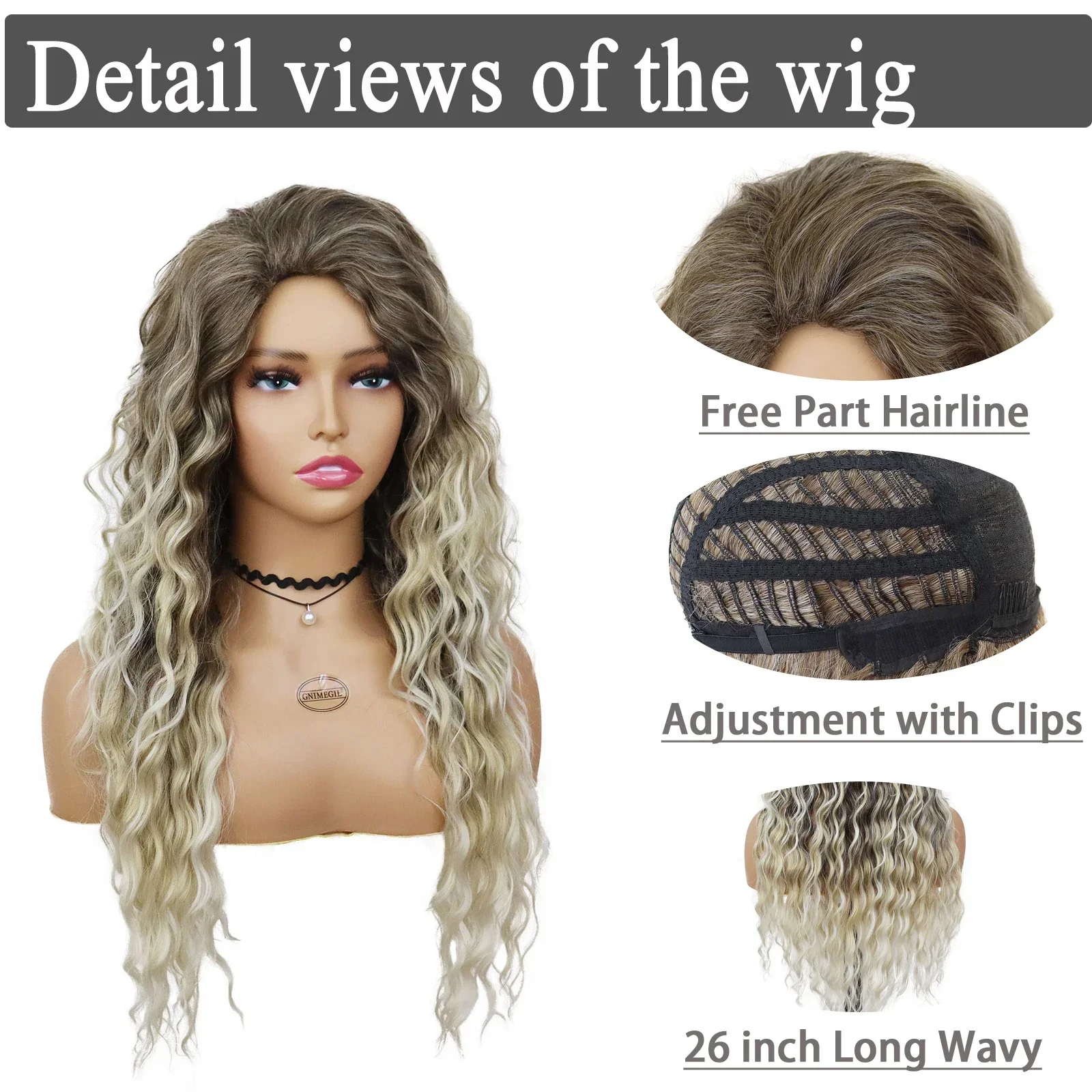 Ash Blonde Curlyวิกผมสังเคราะห์ผมยาวหยิกWigsสําหรับผู้หญิงFluffyทรงผมWave Ombreวิกผมเครื่องแต่งกายCarnival Partyวิกผมปกติ
