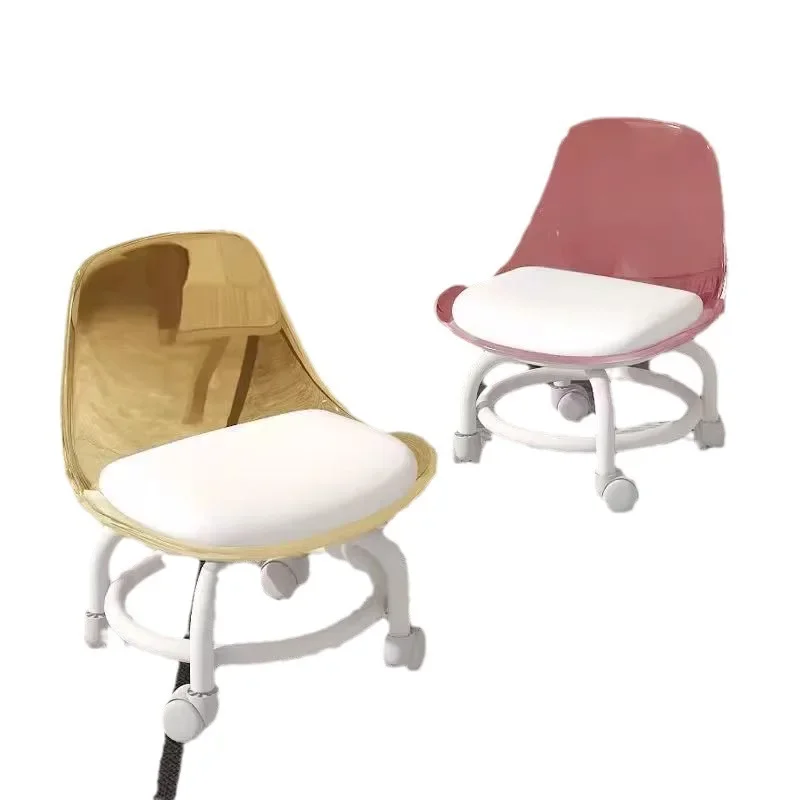 Banqueta moderna em acrílico com rodízios silenciosos e altura ajustável para crianças e adultos