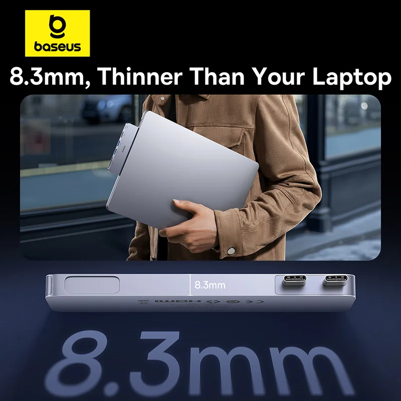 Baseus Dual USB-C Hub to HDMI-совместимый 4K 30 Гц для Thunderbolt 3/4 40 Гбит/с USB 3.0 Type C HUB SD TF для MacBook Pro Air USB Hub