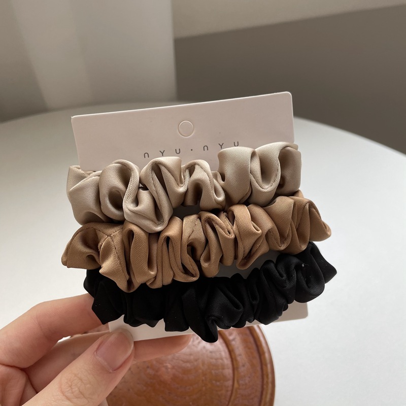 3 ชิ้น/เซ็ตผ้าไหมซาติน Scrunchies ผู้หญิงสีทึบเชือกผม Elegant ผู้ถือหางม้ายางวงยืดหยุ่น Hairband อุปกรณ์เสริมผม