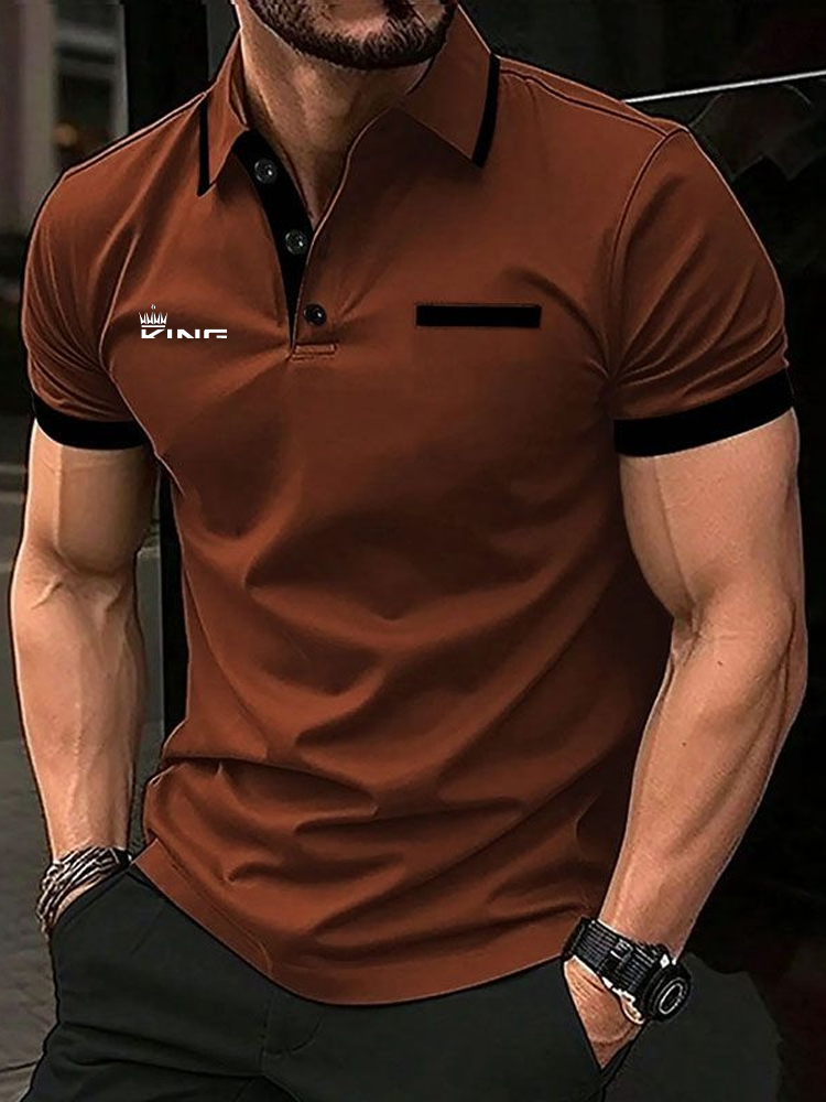 Polo homme chemise de Golf sport décontracté revers manches courtes mode basique couleur bloc Patchwork été coupe régulière Polo