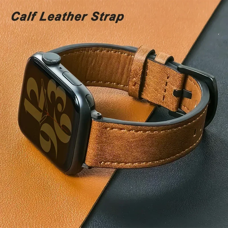 Pulseira de couro para apple band ultra 2 49mm 9 7 8 3 4 5 6 se 44mm 40mm pulseira 38 42mm série masculina de alta qualidade 45mm 41mm banda