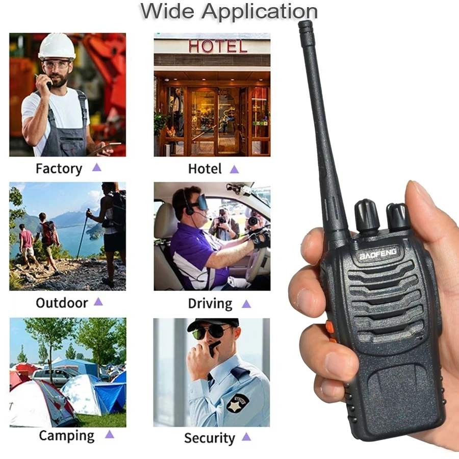 Baofeng 2/4PCS BF-888S 5W Walkie Talkie Dual Band Portable Long Range Standby UHF 400-470MHz USB Ham Two Way Radio for Hunting