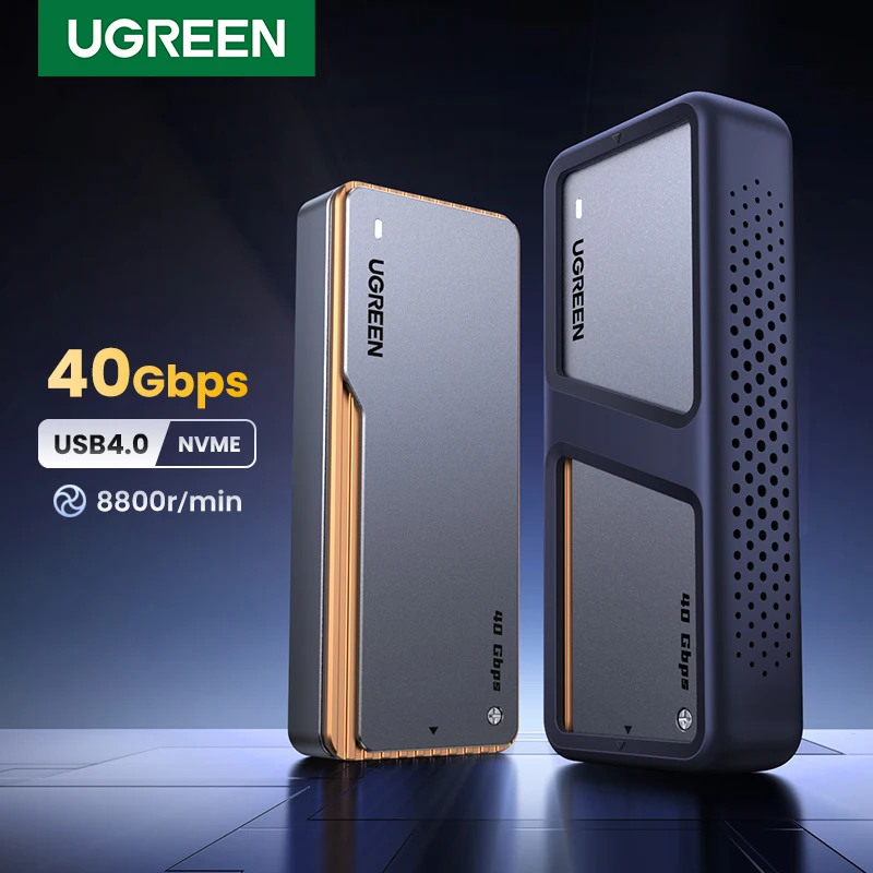UGREEN-NVMe SSD Case, Gabinete SSD M.2 para Adaptador USB 4.0 para M.2 NVME PCIE, colete de refrigeração embutido, estojo de alumínio, 40Gbps