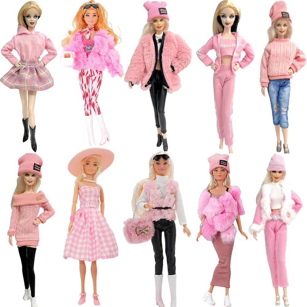 Conjunto de ropa rosa para muñeca de 11,5 pulgadas, accesorios para muñeca, abrigo, pantalones para muñeca de 11,8 pulgadas, vestido JJ