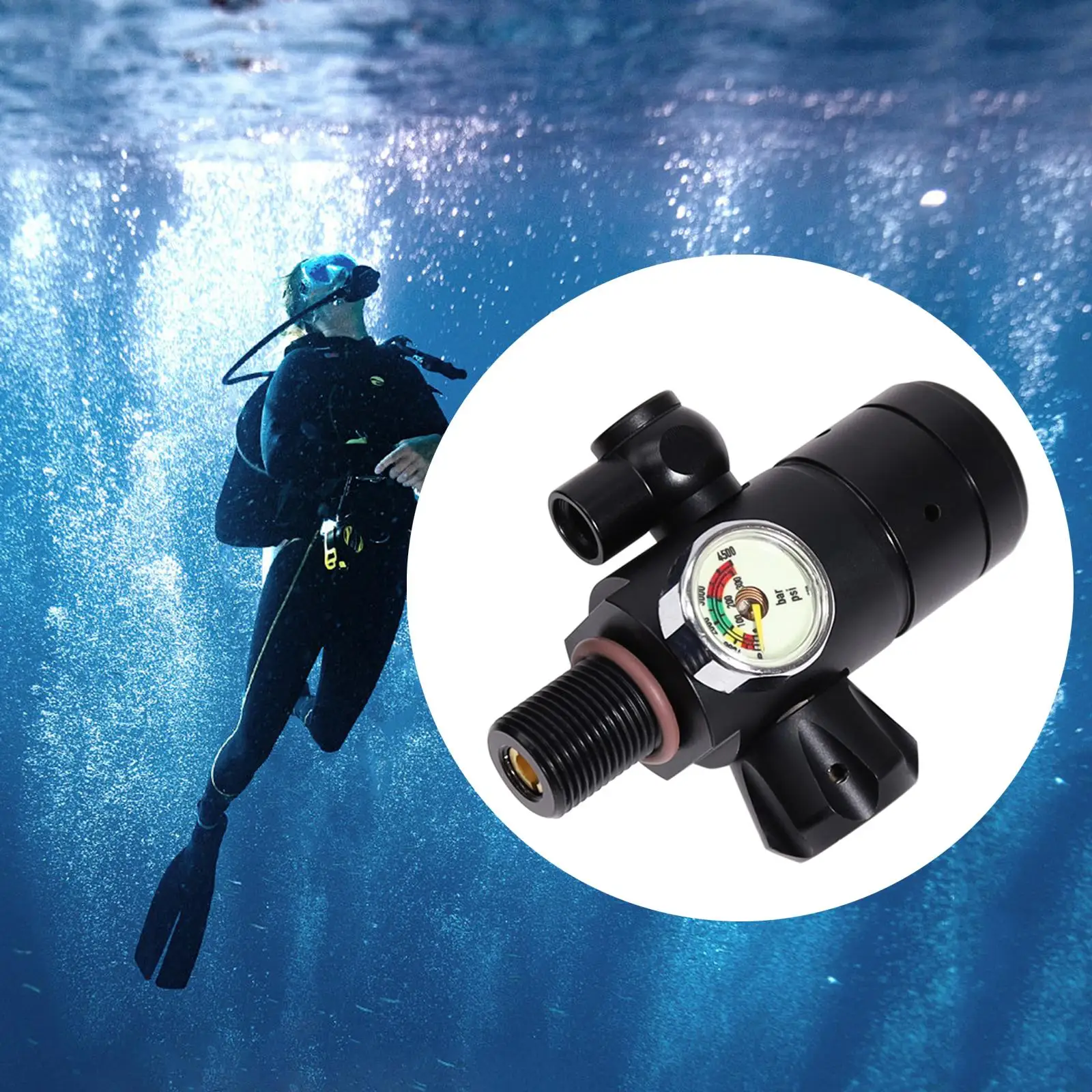 Válvula de presión de buceo, adaptador de carga, multiusos, cilindro de botella, para deportes al aire libre