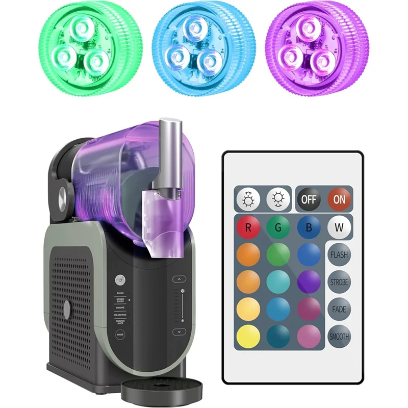 ABMI-LED-capsuleverlichting voor Ninja Slushi FS301/FS300, 16 kleuren en 4 modi en geen installatie, RGB waterdicht licht 3-pack,