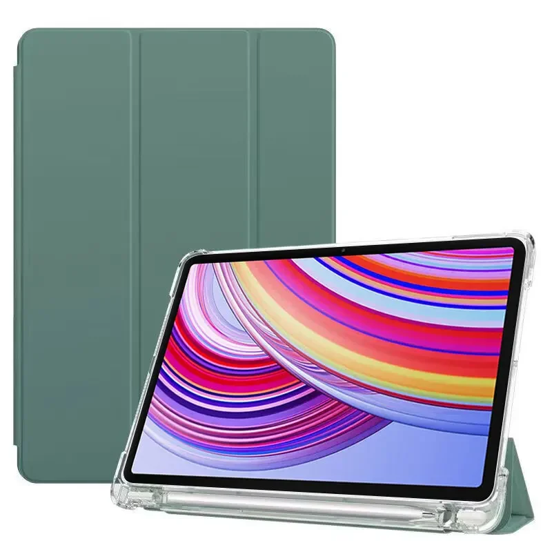 For Xiaomi Poco Pad Case with Pencil Holder Flip Stand Soft TPU Back Magnetic Tablet Case for Redmi Pad Pro 2024 Cover 12.1 Inch