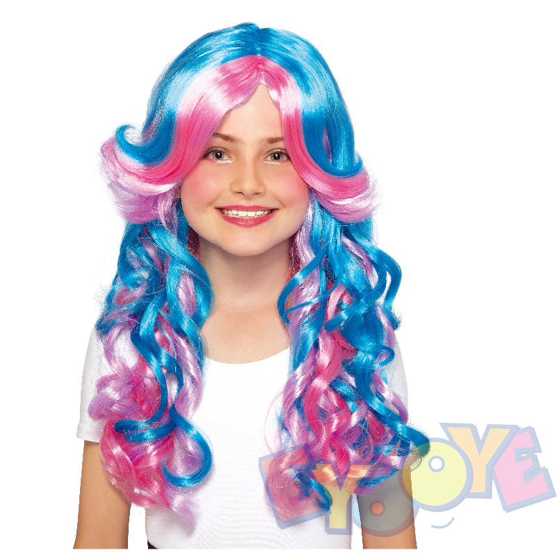 Children's Wavy Colorful Medium-length Hair Sets Holiday Stage Performance Wig Party Cosplay Props