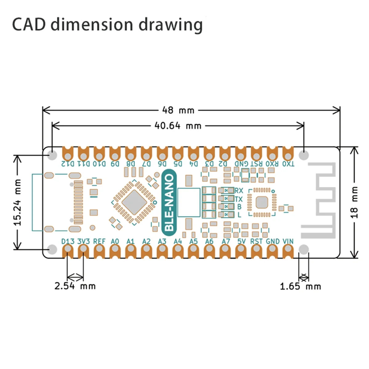 BABQ Adatto per Arduino Nano Aggiornamento/Integrato CC2540 BLE Bluetooth 4.2/Ble Nano Interfaccia Scheda Madre Tipo-C