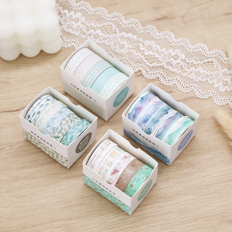 Ensemble de rubans Washi Kawaii pour scrapbooking, fournitures d'autocollants, coréen mignon japonais, journal, ruban de masquage esthétique, 5 pièces