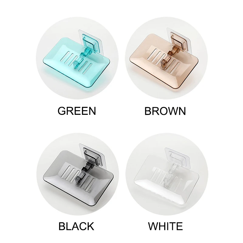 1PC Transparent Ablauf Seife Halter Keine Punch Paste Wand Dusche Wc Geeignet Für Kunststoff Lagerung Box