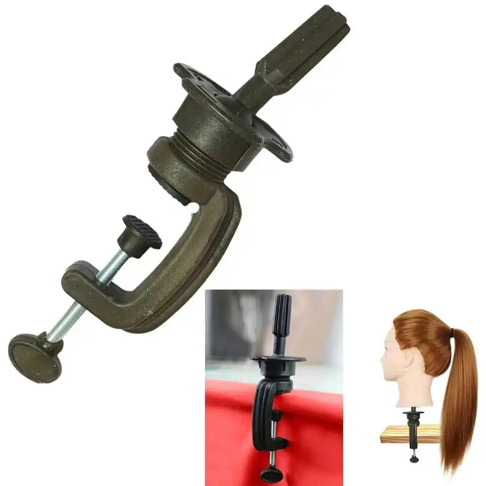 Verstellbarer Mini-Perückenkopf aus Kunststoff, Tischklemme, Haar-Accessoire, Werkzeug, Training, Schaufensterpuppenhalter für die Perückenherstellung
