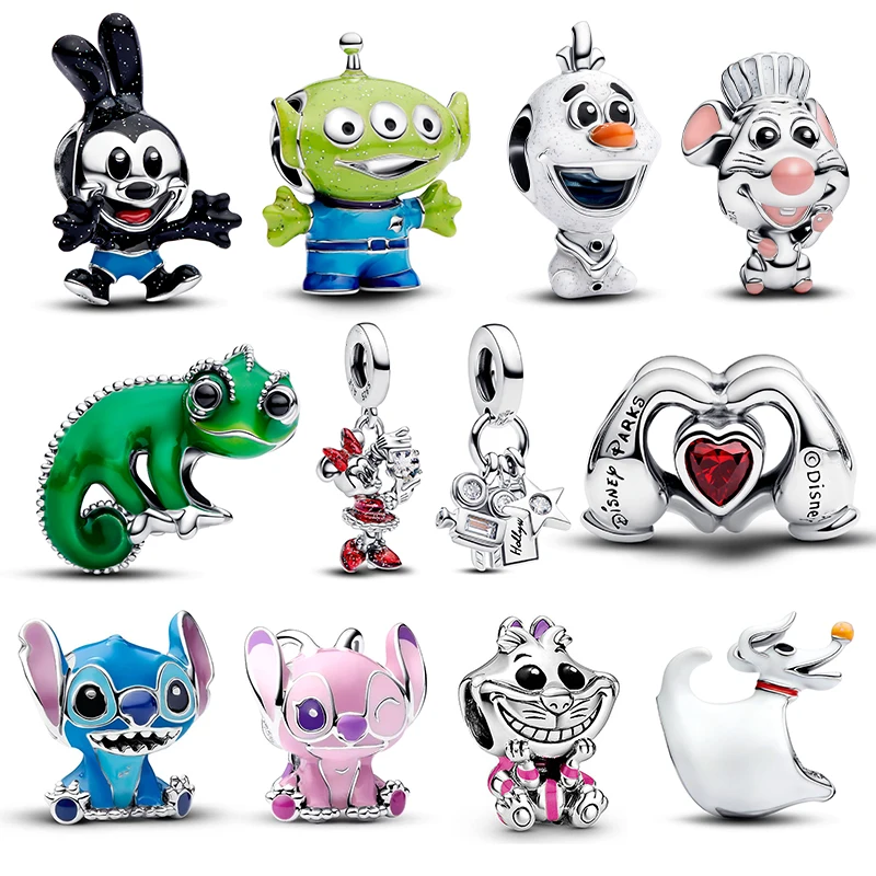 Disney novo em encantos 925 prata mickey & stitch encantos contas se encaixa 3mm pulseira original colar das mulheres diy jóias finas presentes