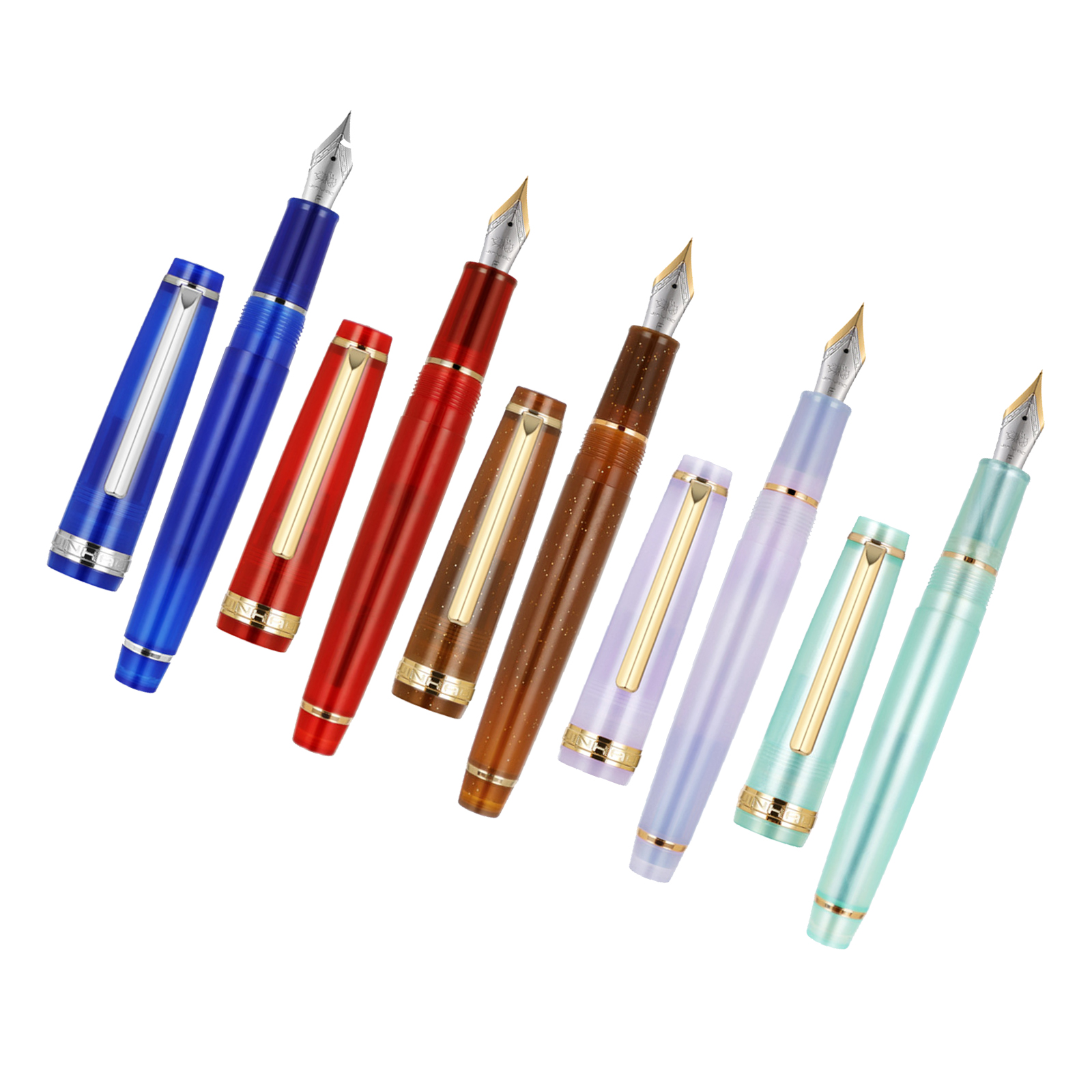 Jinhao 82 Penna stilografica Penna a inchiostro acrilico Spin Clip dorata con pennini da 0,5 mm F classica per ufficio aziendale Materiale scolastico Penna per scrittura