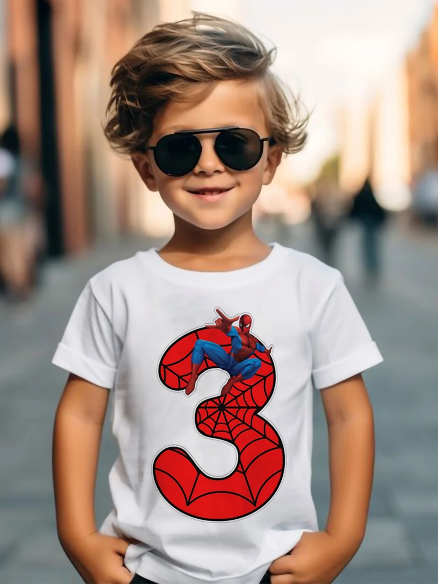 ディズニーマーベルスパイダーマン 1-9 誕生日キッズ Tシャツボーイズ Tシャツ Tシャツガールズパーティー Tシャツ服キッズファッショントップス Tシャツ