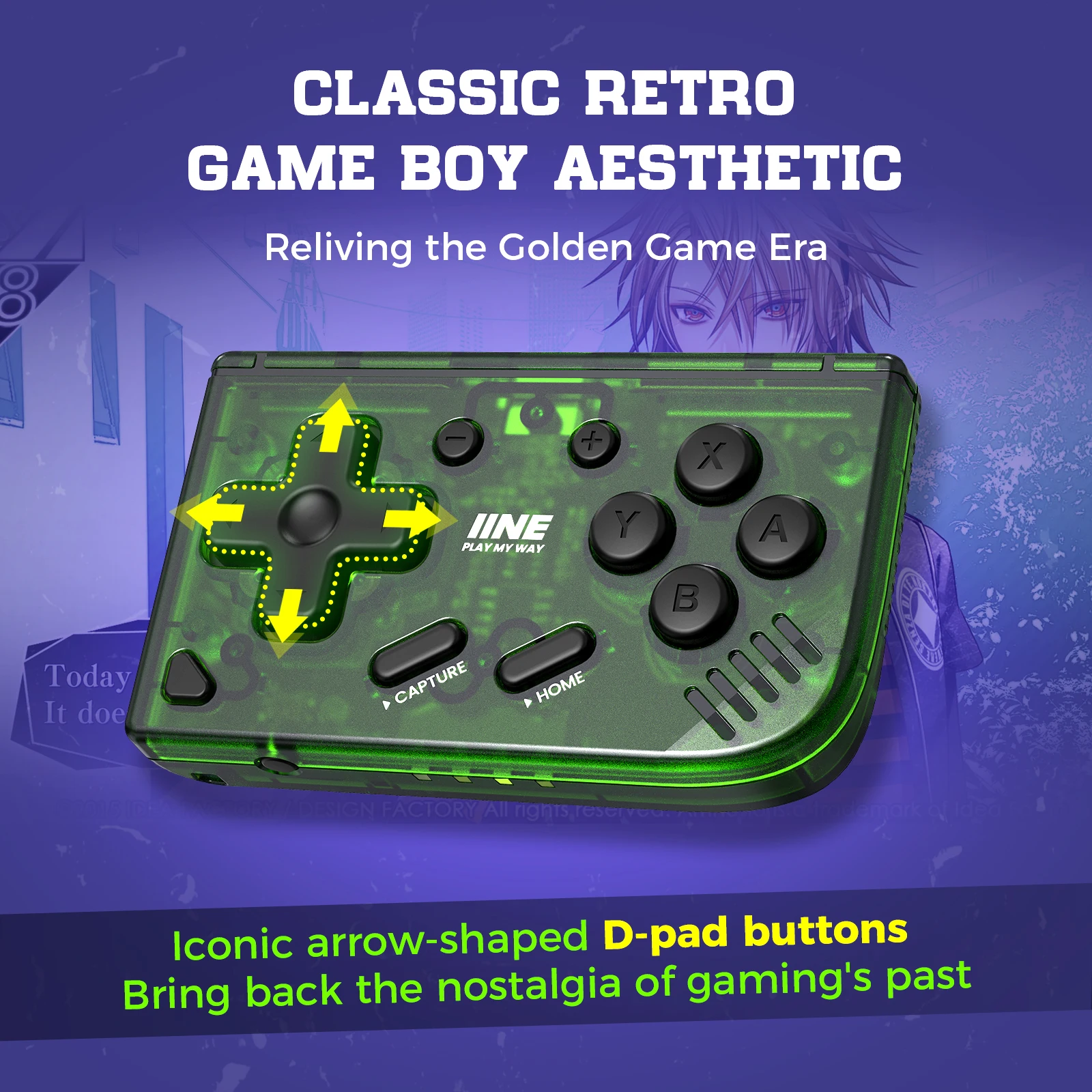 Controlador IINE Mini Retro Ananke/Función Turbo y joystick intercambiable, D-pad, controlador multiplataforma, ZL y ZR B
