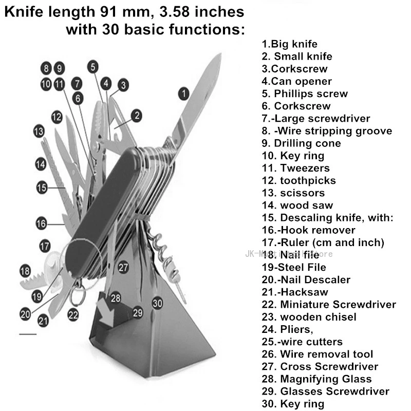 Cuchillo de bolsillo multiherramienta 17 en 1, cuchillo plegable portátil, alicates de bolsillo de acero inoxidable para acampar, cuchillo plegable multifuncional