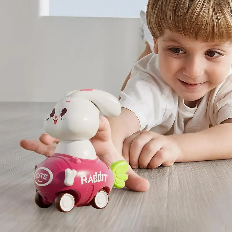 男の子のための摩擦動力車のおもちゃ,摩擦動力,慣性,プル,ウサギ,プレスアンドゴー