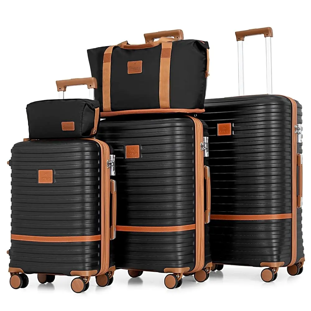 Joyway Handgepäckset, erweiterbarer Koffer mit Spinnerrädern und TSA-Schloss, Hartschale, leicht, langlebig