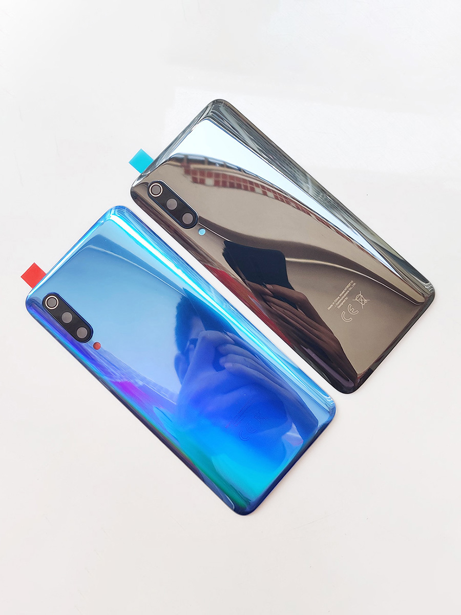 Für Xiaomi Mi 9 A + Glas Zurück Hinten Gehäuse Abdeckung Mi9 Mit Selbstklebende Hintertür Ersatz Harte Batterie Fall + kamera Objektiv