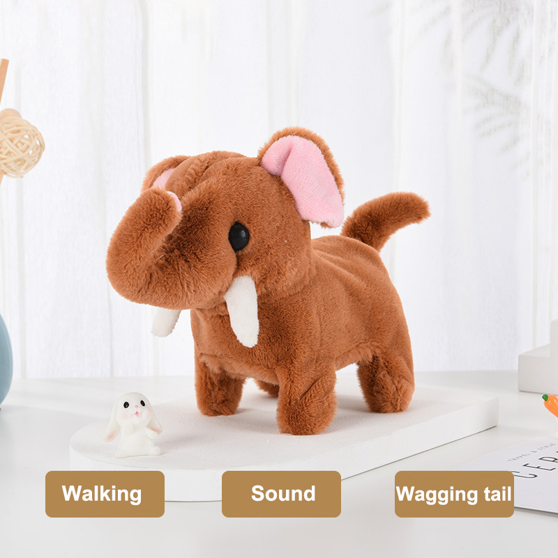 Cute Electric Plush Elephant Children's Simulation Walking Sound Effect Shaking Tail Electronic Pet Children's Plush Doll Gift