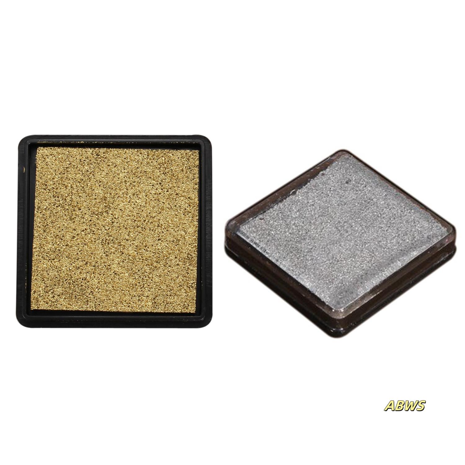 2 stuks inktkussen stempelkussen voor bruiloftsbriefdocument, goud en zilver