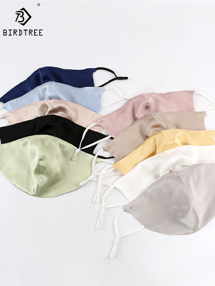 Birdtree Maske aus 100 % Maulbeerseide, 19 mm Einsatztyp mit Filter, grenzüberschreitender Ohrbügel-Typ, waschbare Staubmasken A34439M